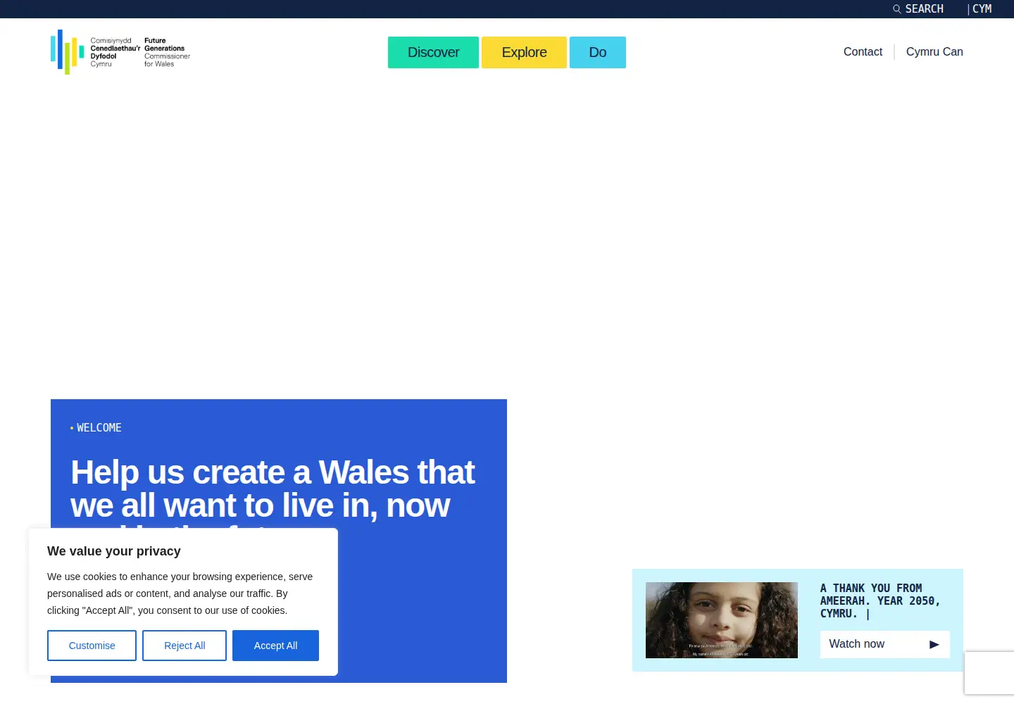Screenshot of futuregenerations.wales