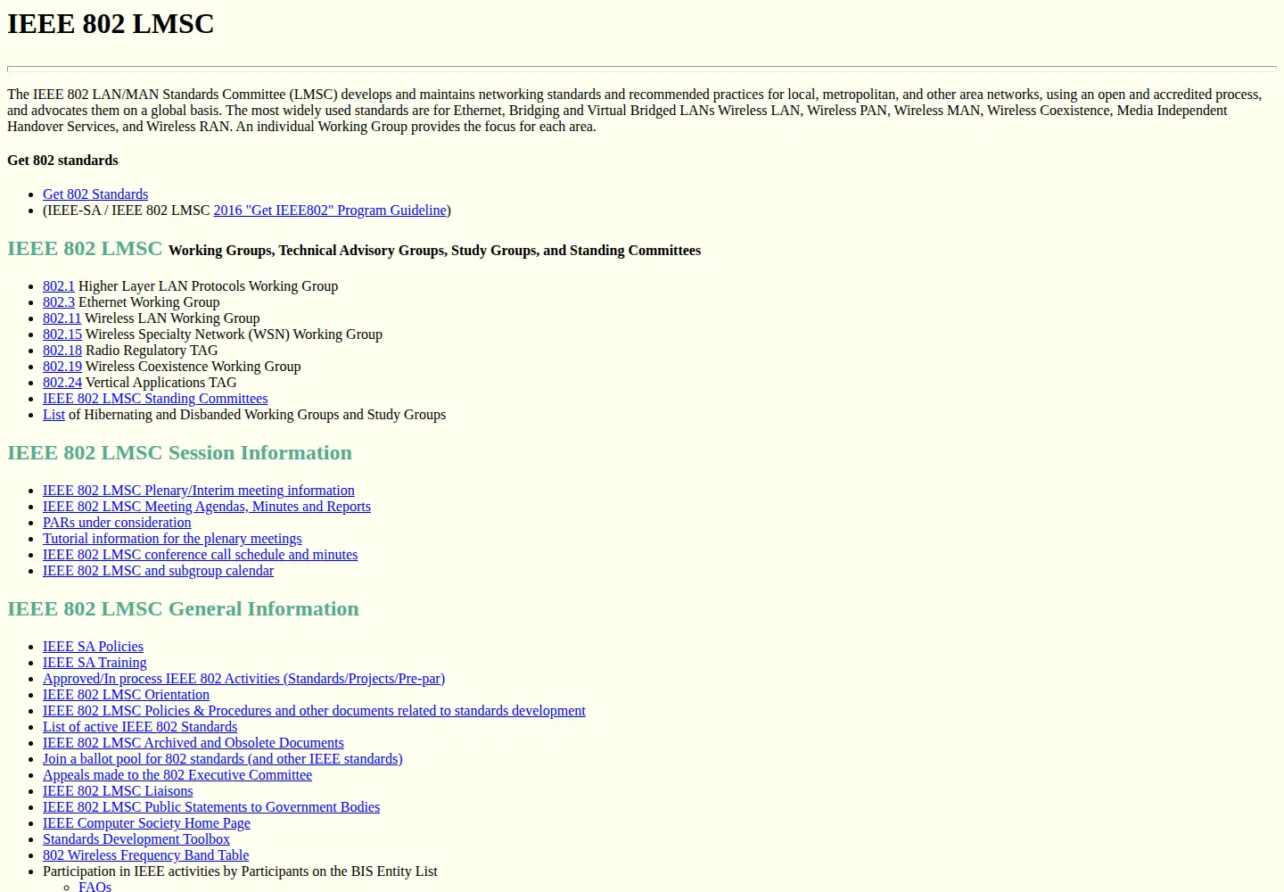 Screenshot of ieee802.org