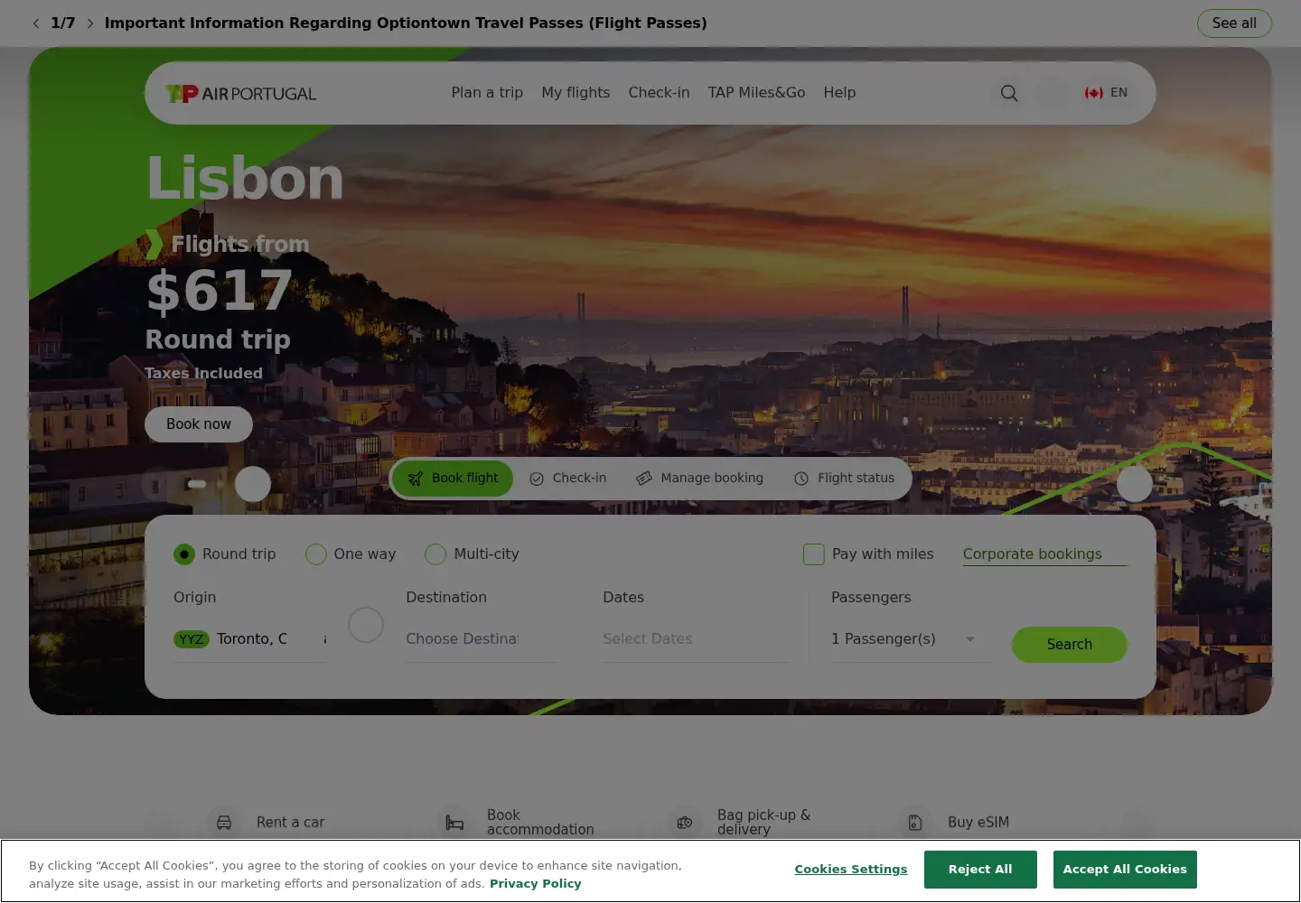 Screenshot of flytap.com