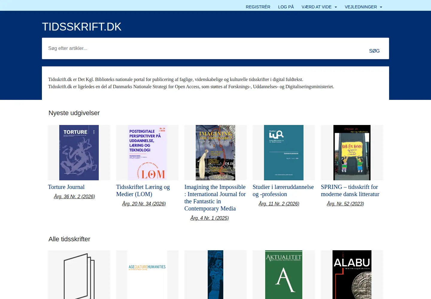 Screenshot of tidsskrift.dk