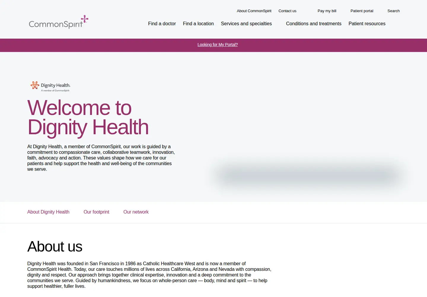 Screenshot of dignityhealth.org