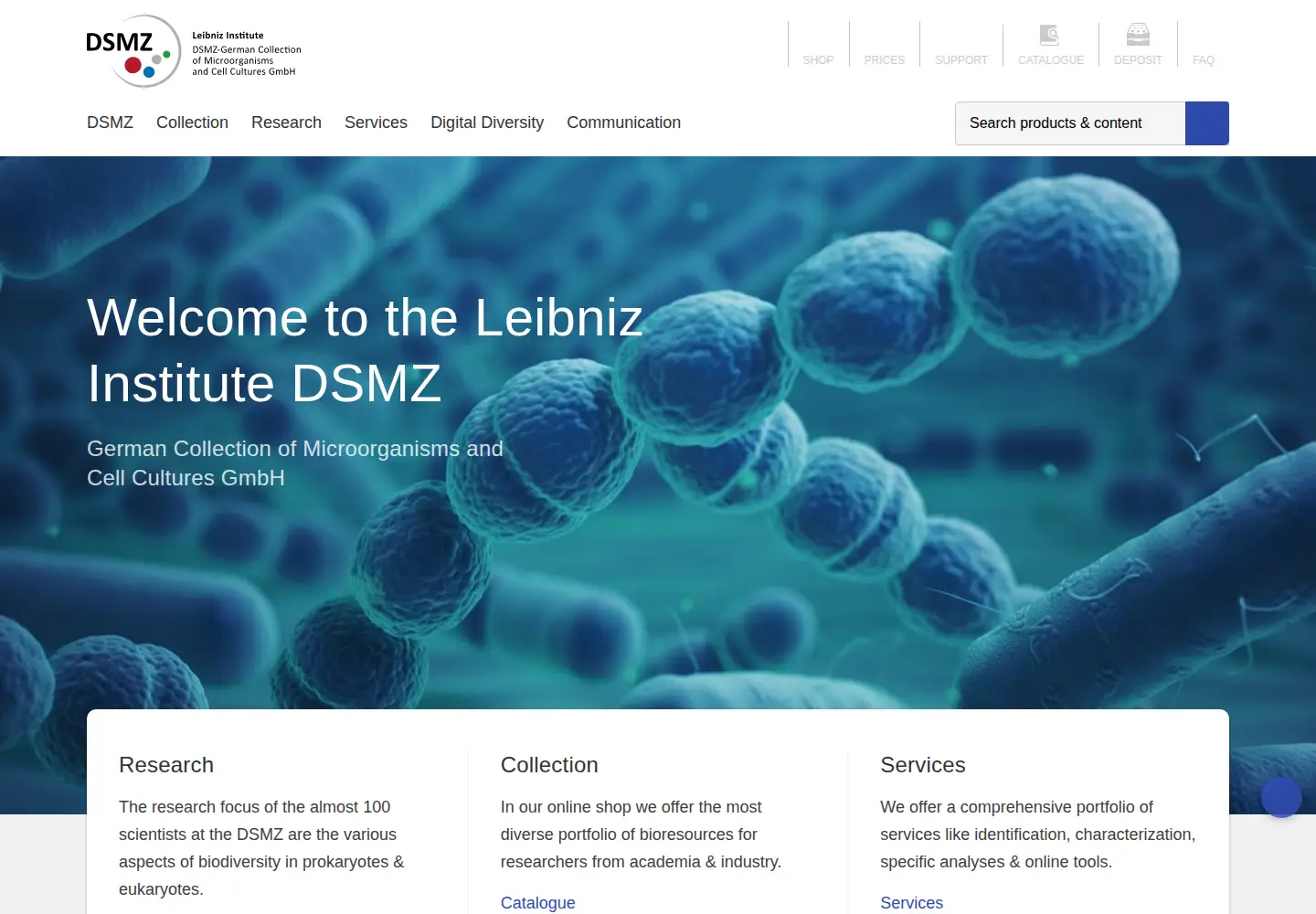 Screenshot of dsmz.de