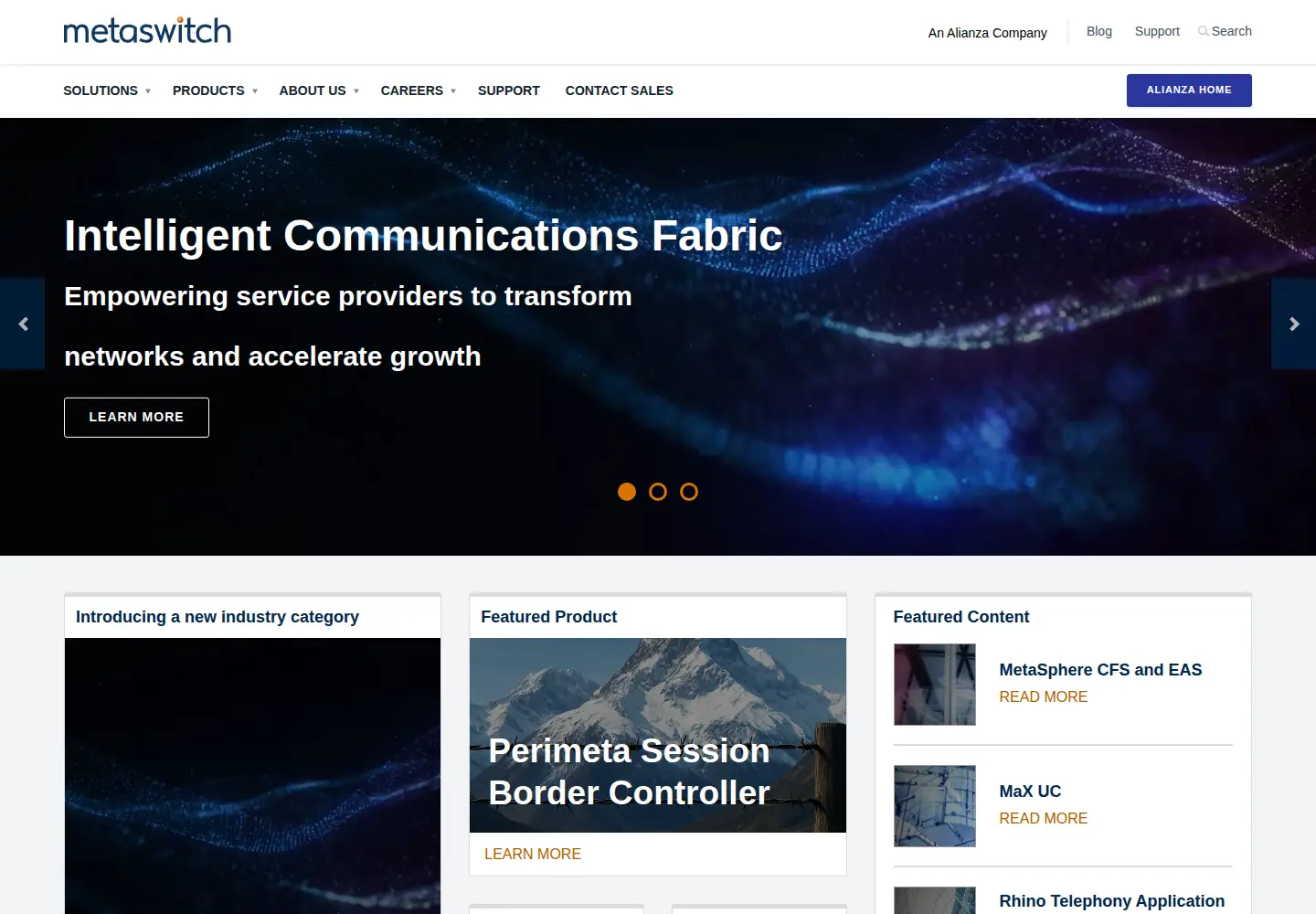 Screenshot of metaswitch.com