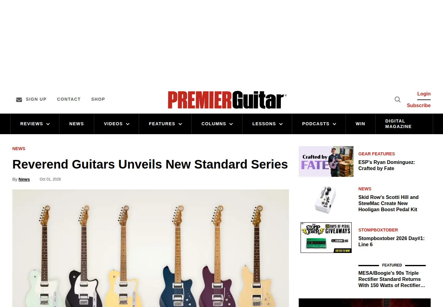 Screenshot of premierguitar.com