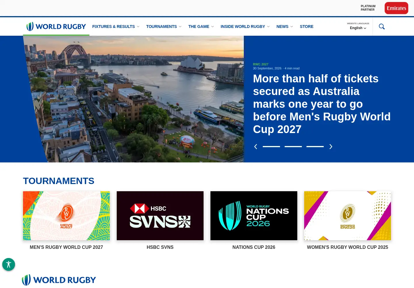 Screenshot of world.rugby