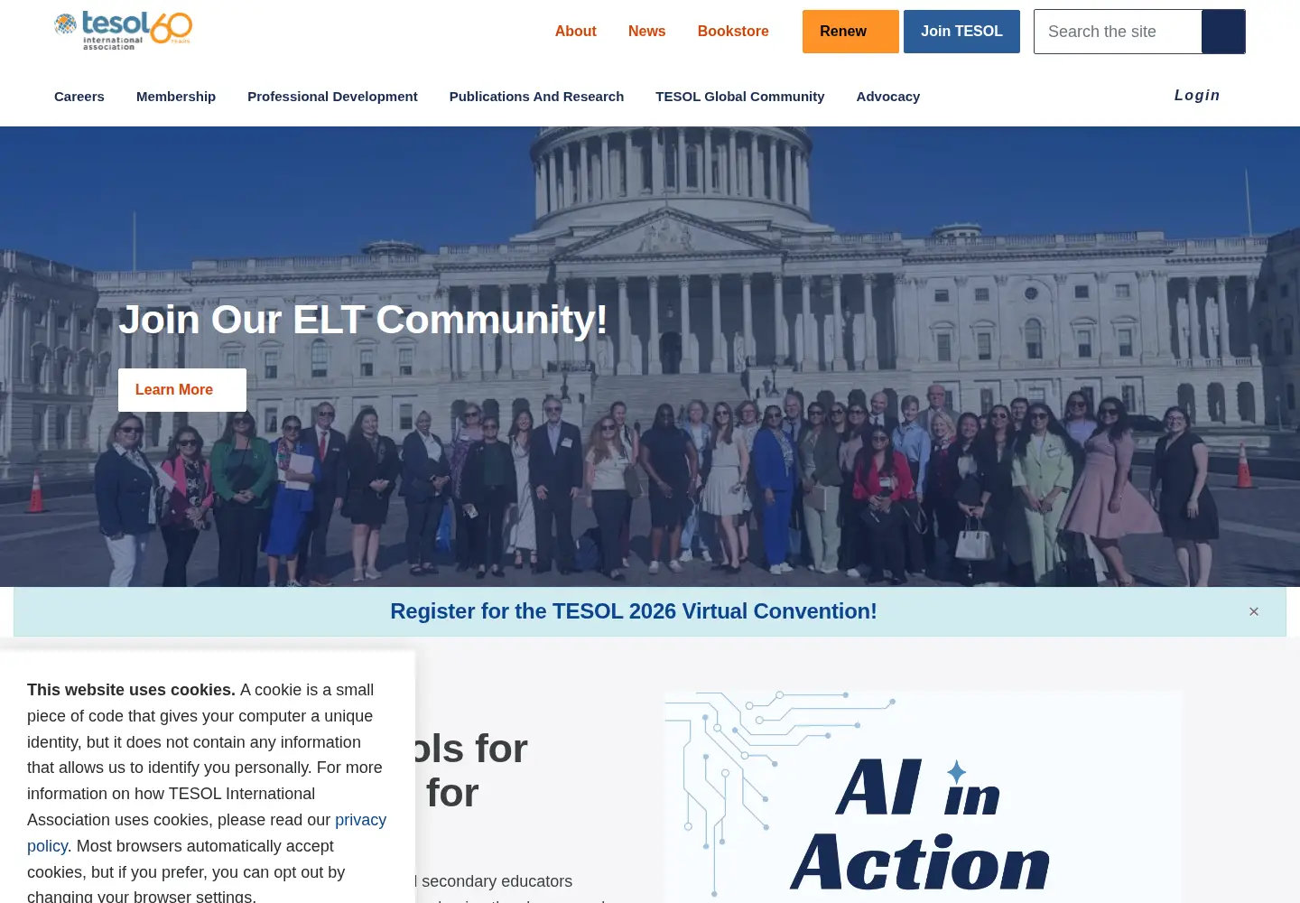 Screenshot of tesol.org