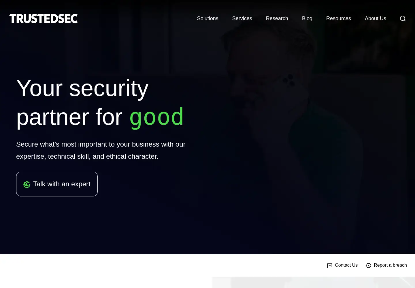 Screenshot of trustedsec.com