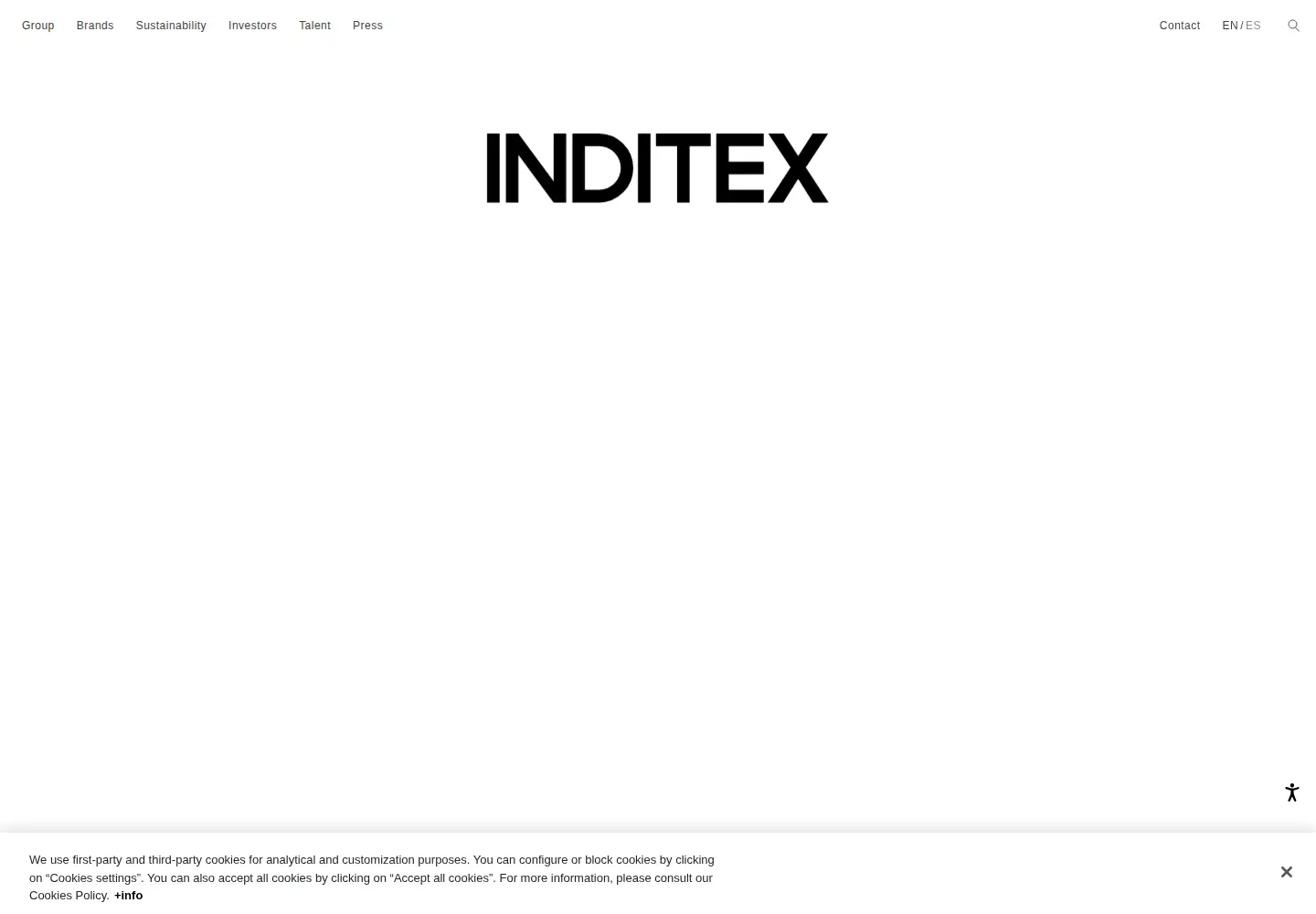 Screenshot of inditex.com