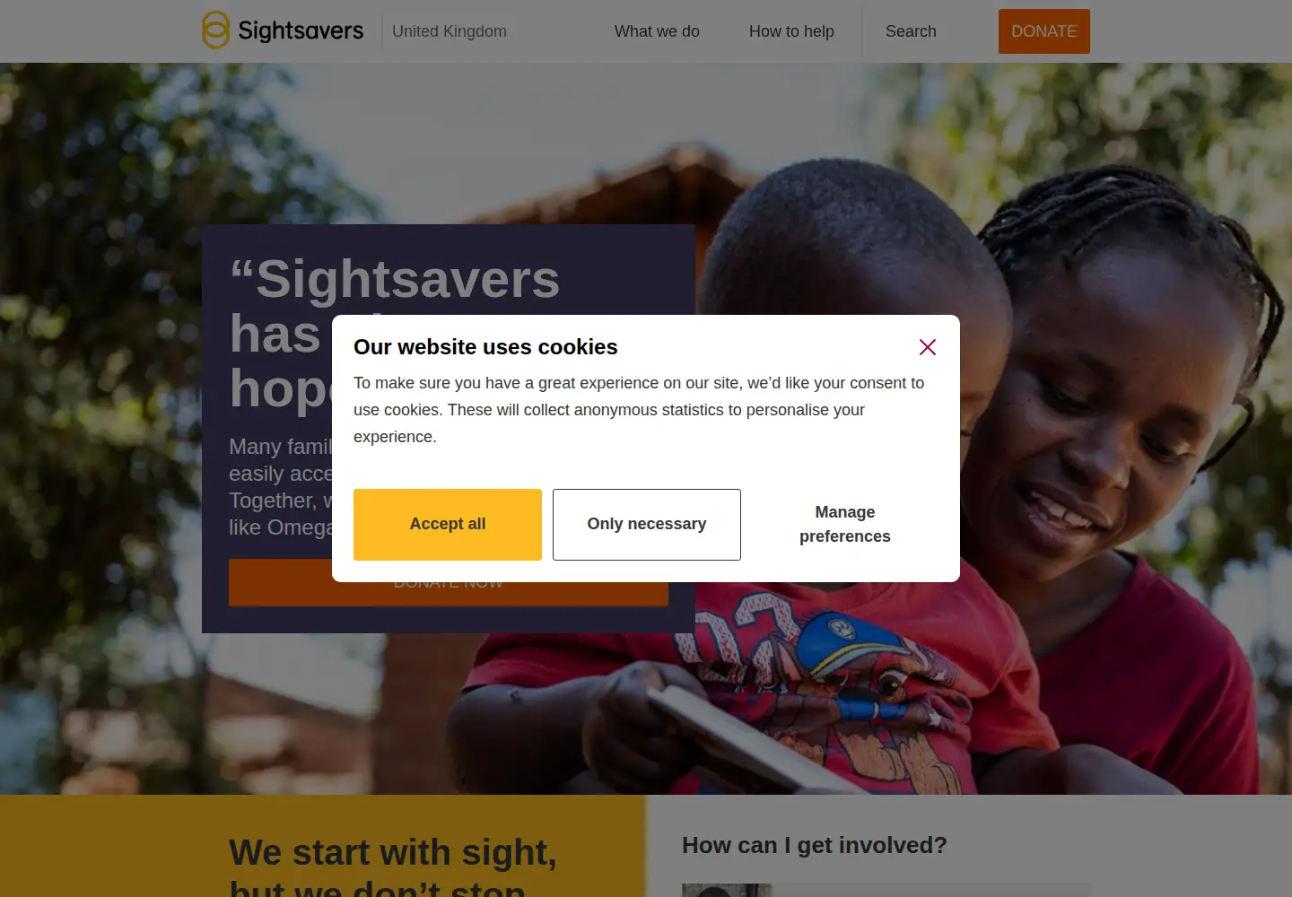 Screenshot of sightsavers.org