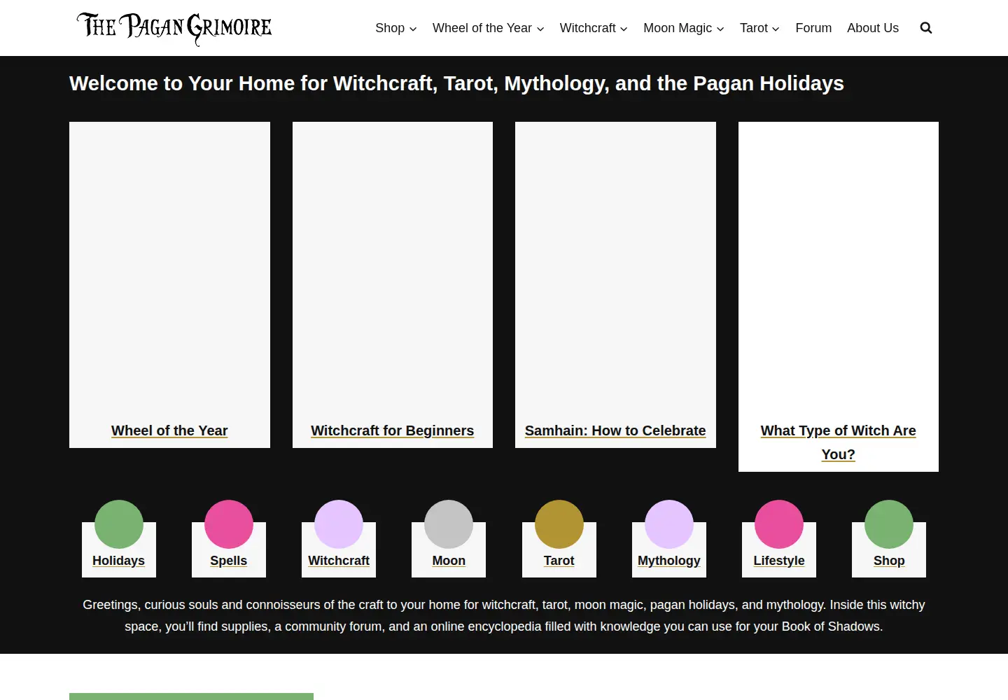 Screenshot of pagangrimoire.com