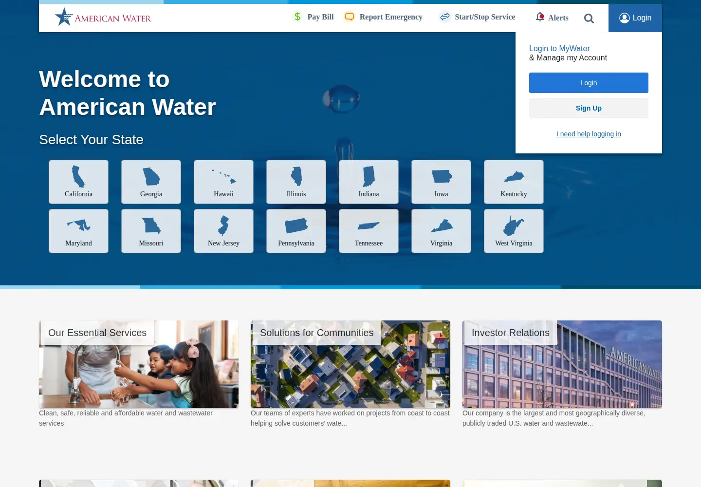 Screenshot of amwater.com