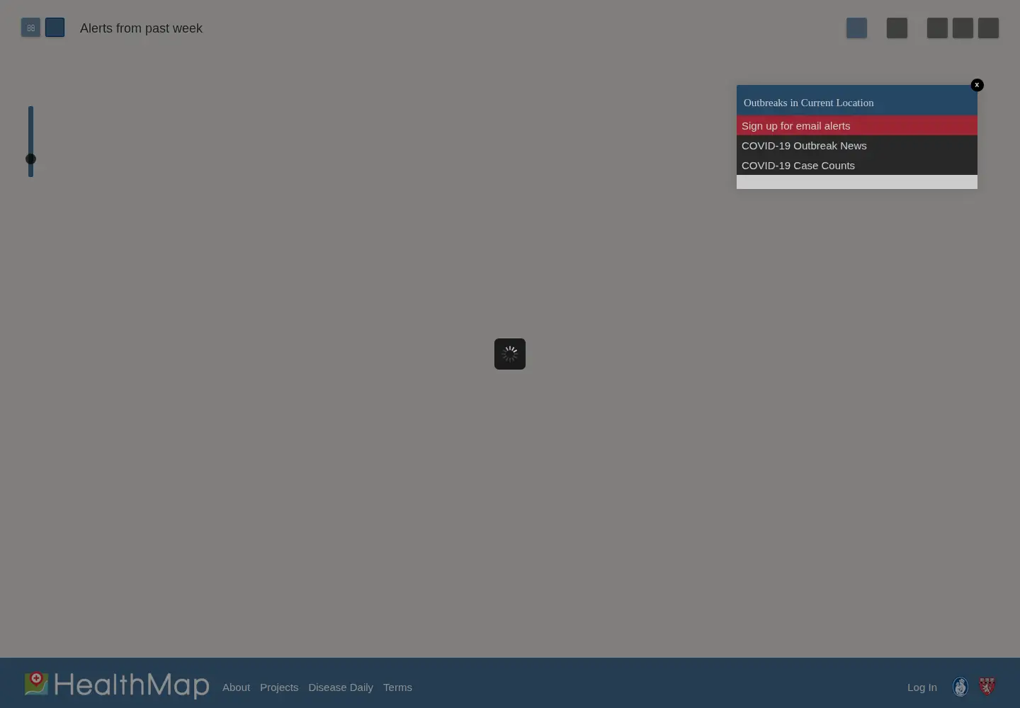 Screenshot of healthmap.org