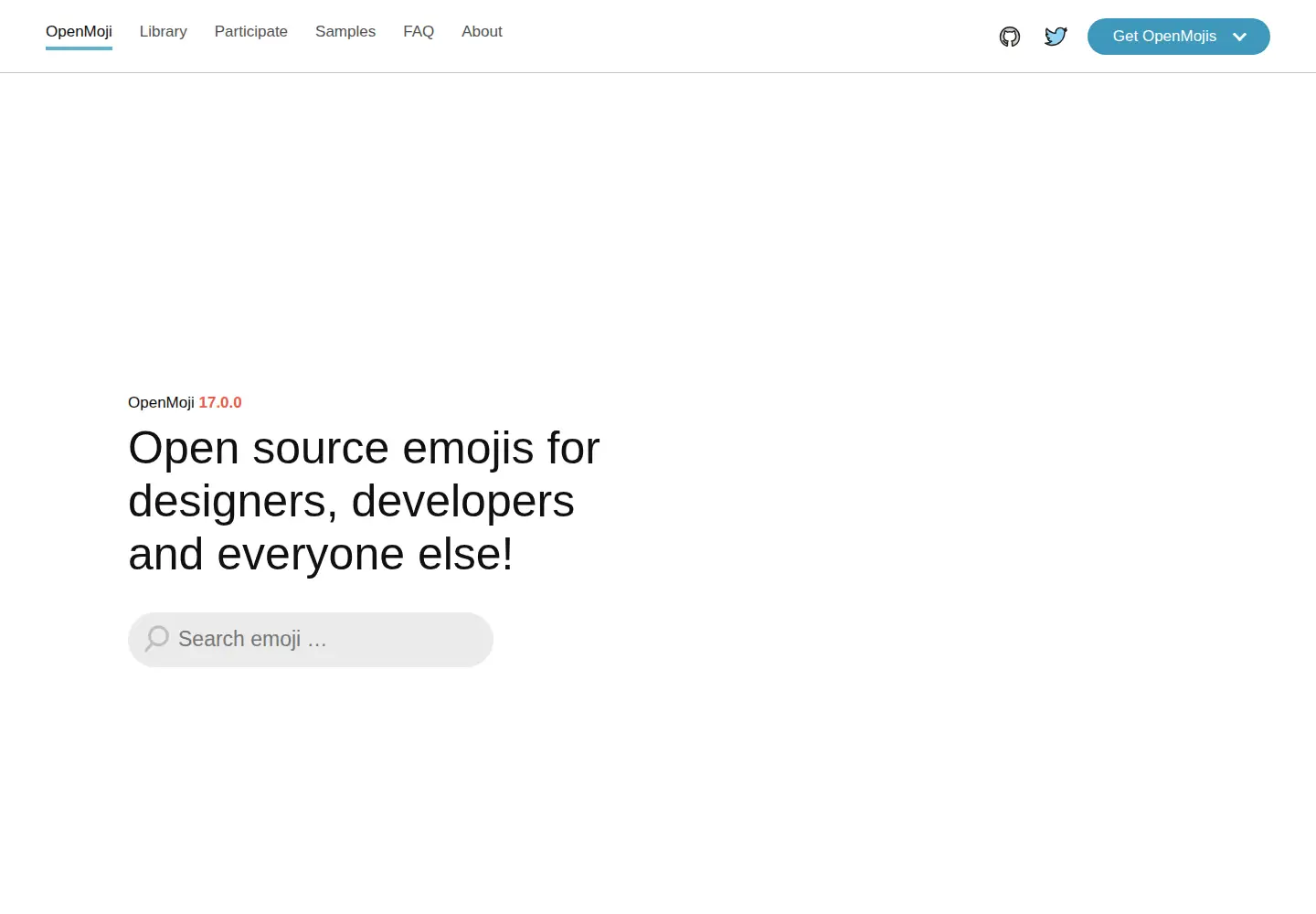 Captured homepage of openmoji.org in the current scan