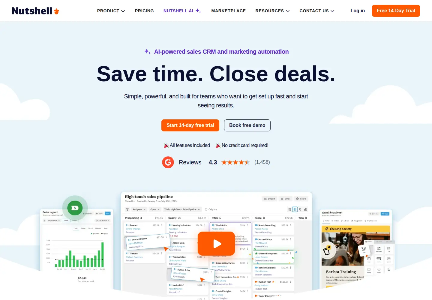 Screenshot of nutshell.com