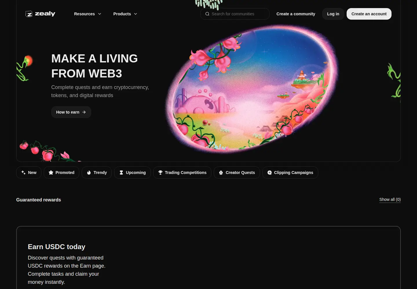 Screenshot of zealy.io