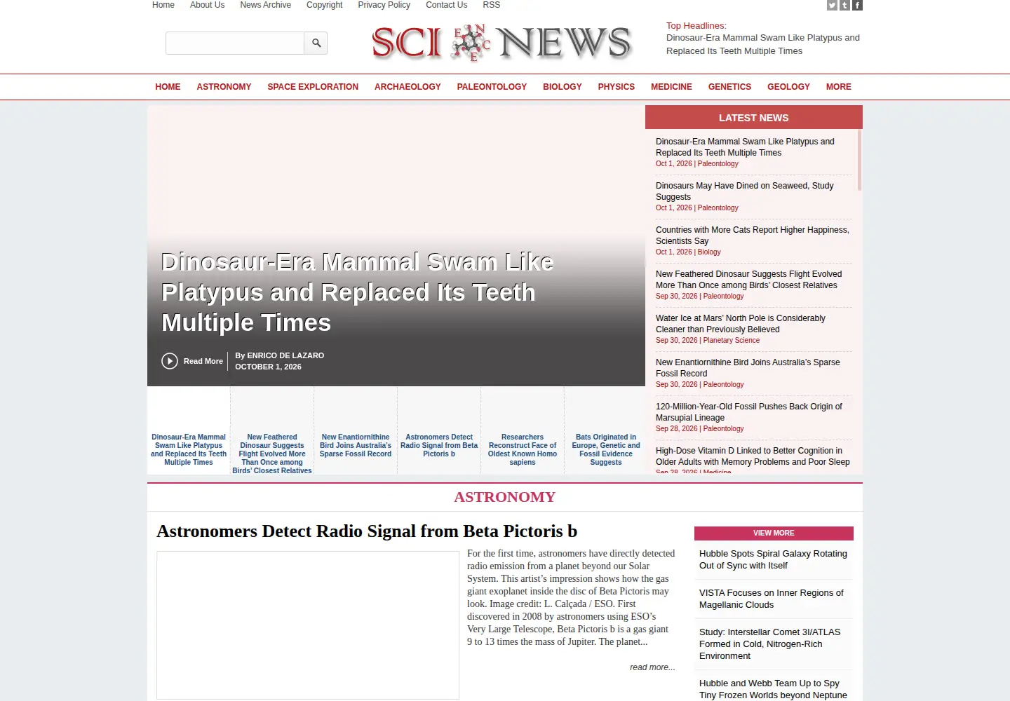 Screenshot of sci.news