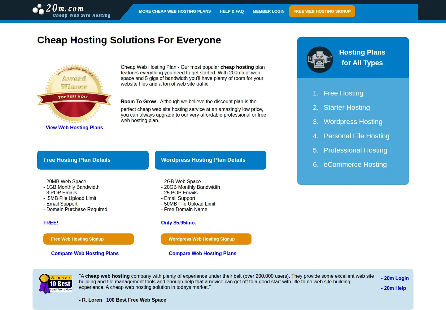 Screenshot of 20m.com