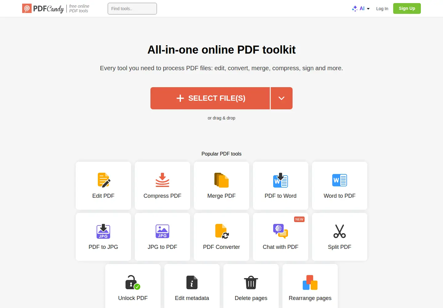 Screenshot of pdfcandy.com