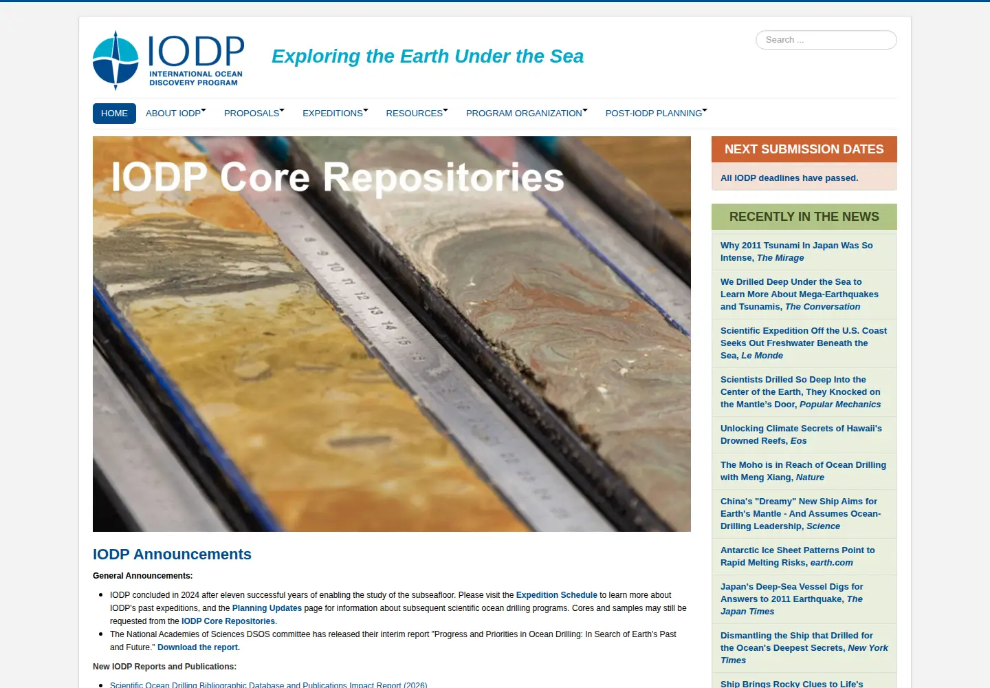 Screenshot of iodp.org
