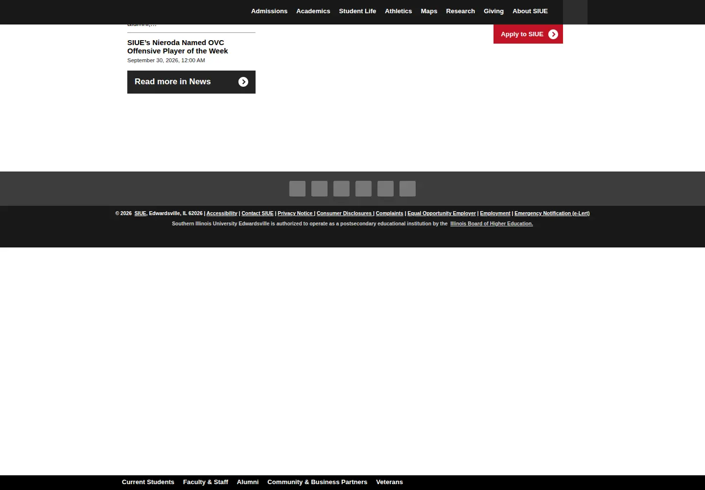 Screenshot of siue.edu