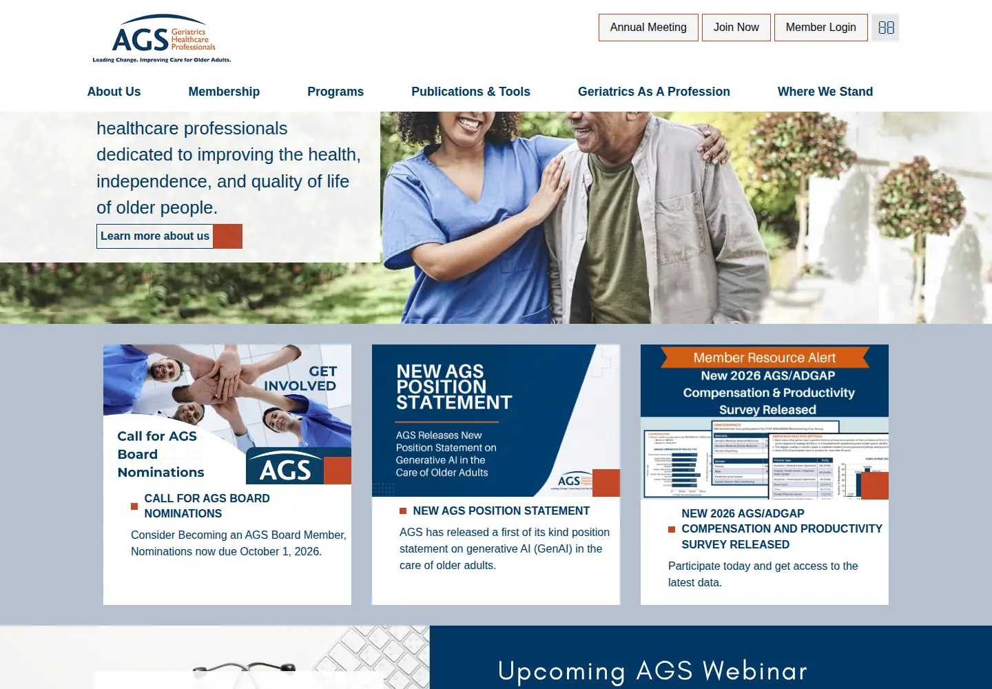 Screenshot of americangeriatrics.org