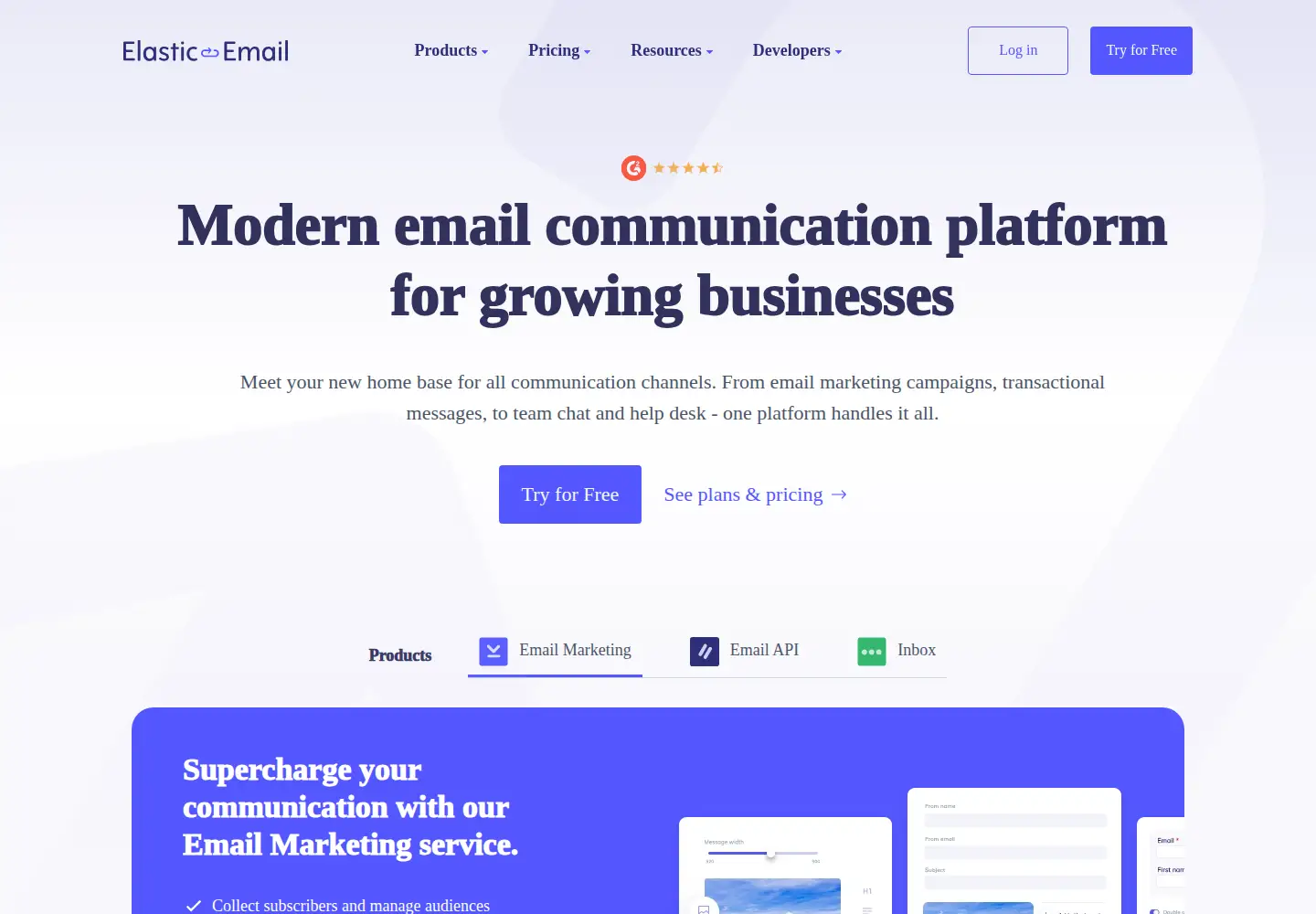 Screenshot of elasticemail.com