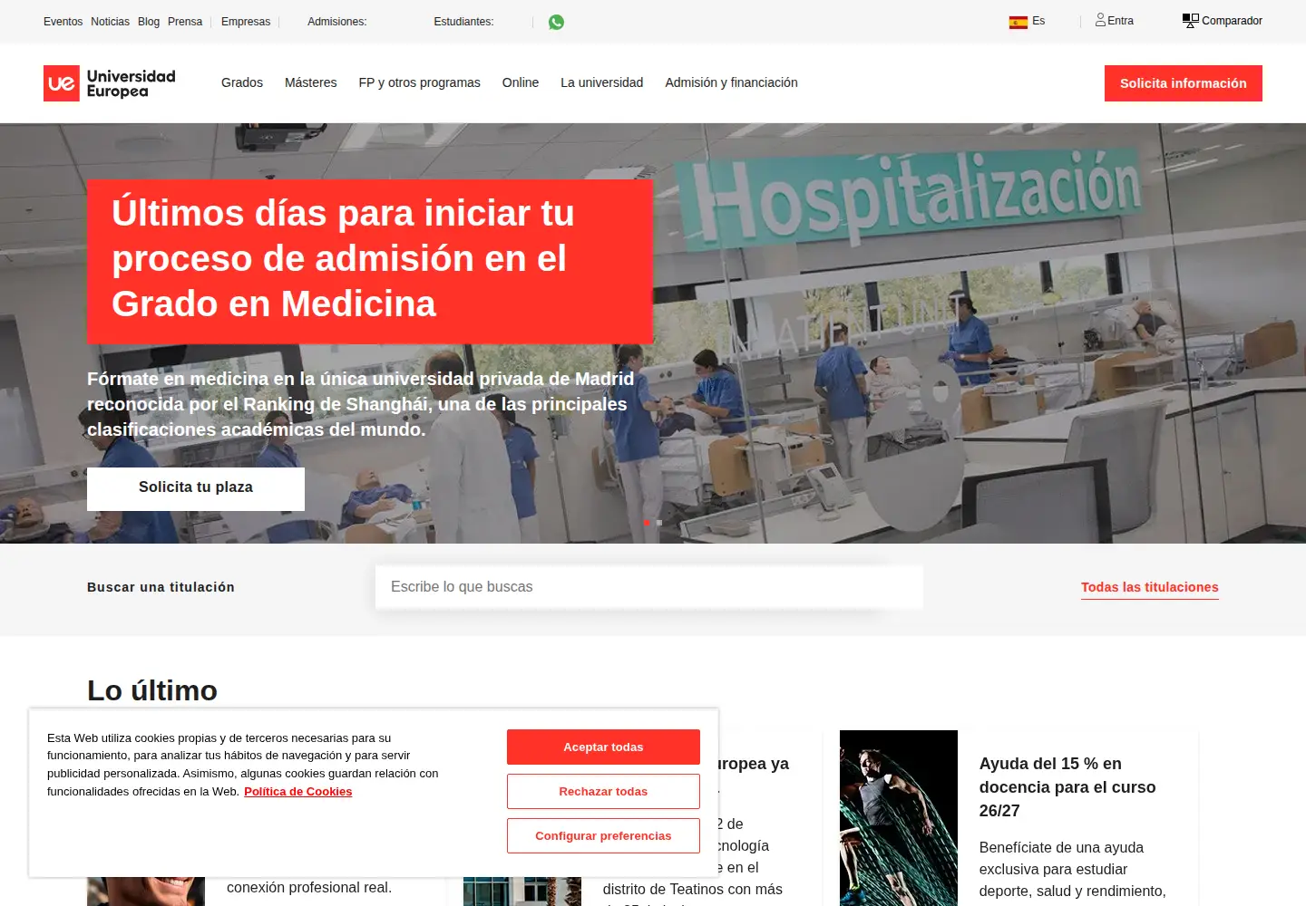 Screenshot of universidadeuropea.com
