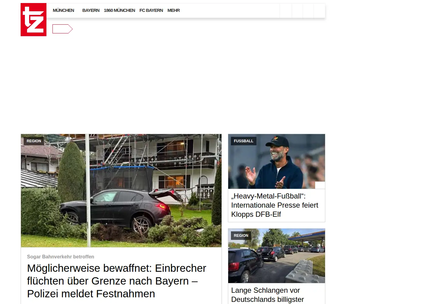 Screenshot of tz.de