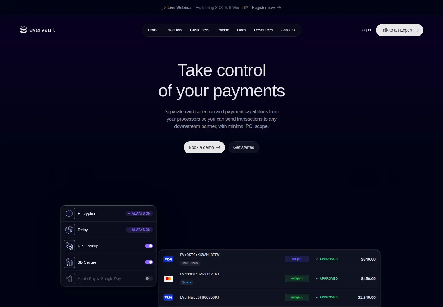 Screenshot of evervault.com