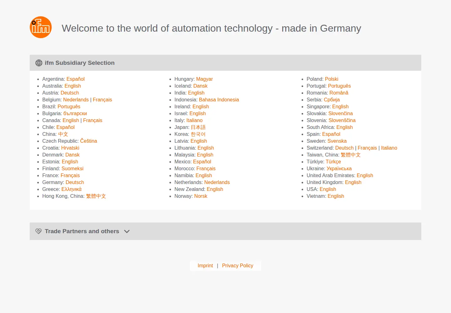 Screenshot of ifm.com