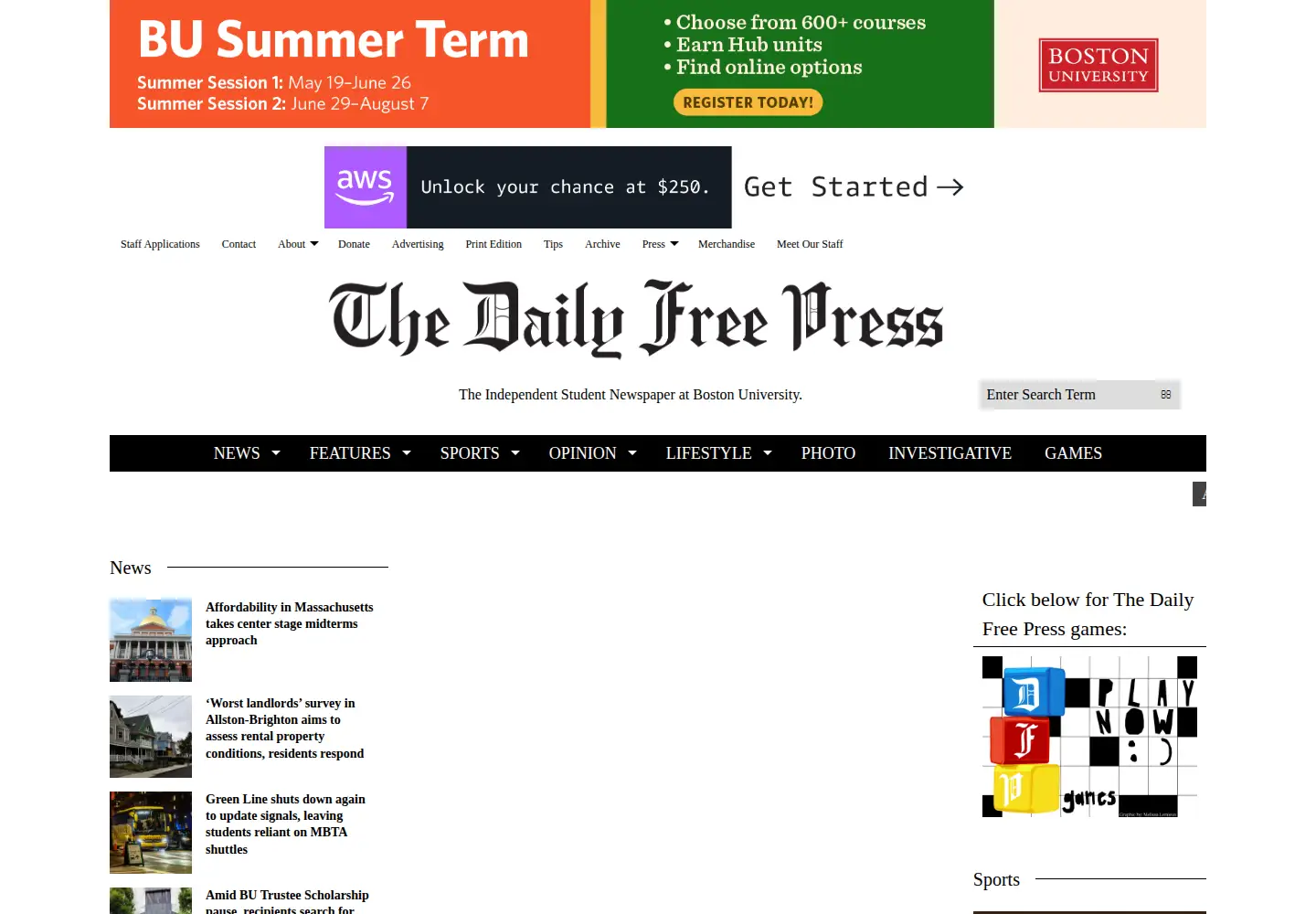 Screenshot of dailyfreepress.com