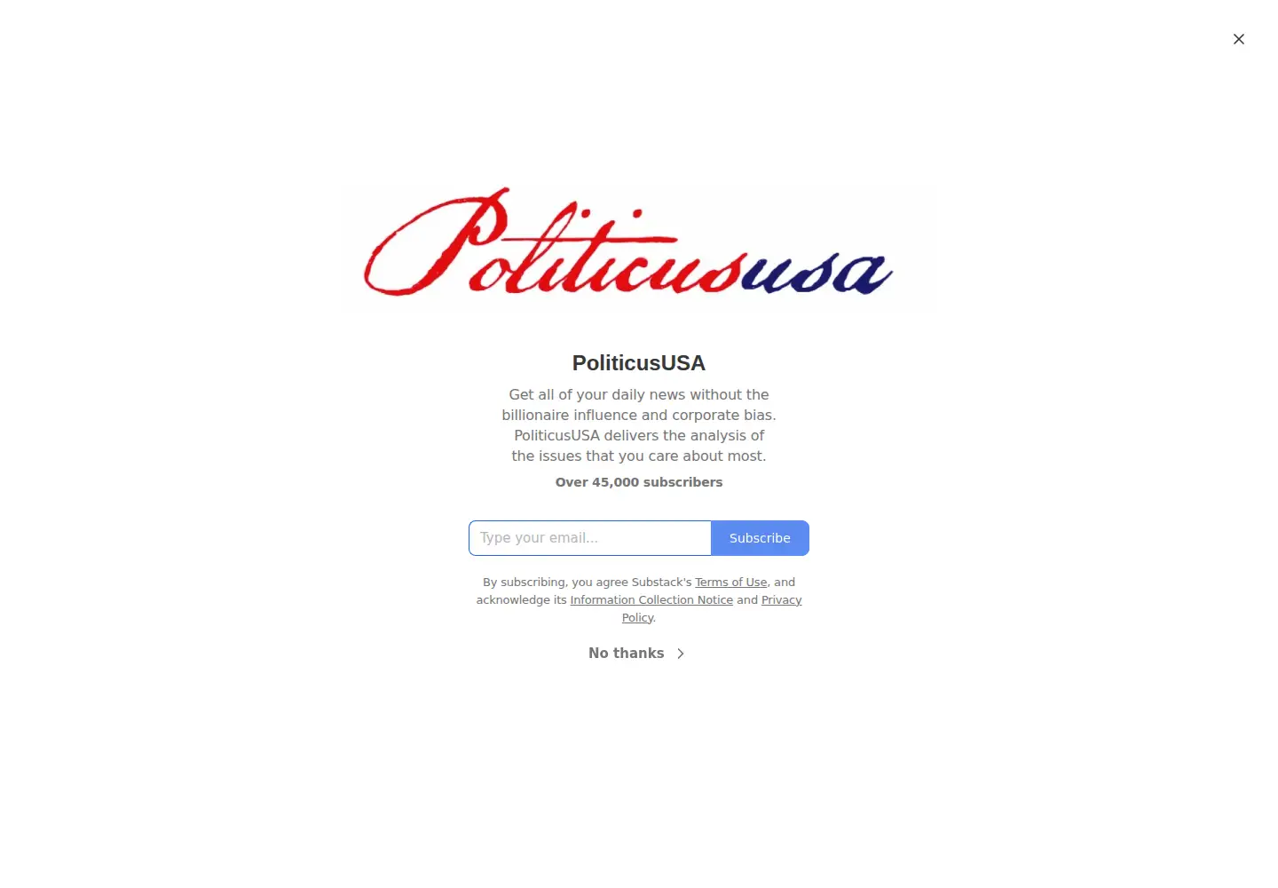 Screenshot of politicususa.com