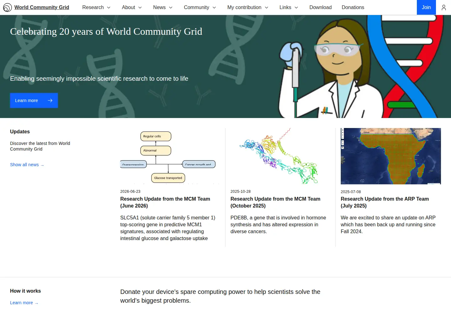 Captured homepage of worldcommunitygrid.org in the current scan