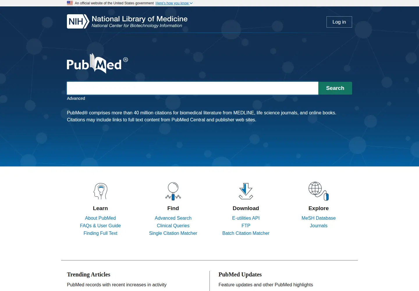 Screenshot of pubmed.gov