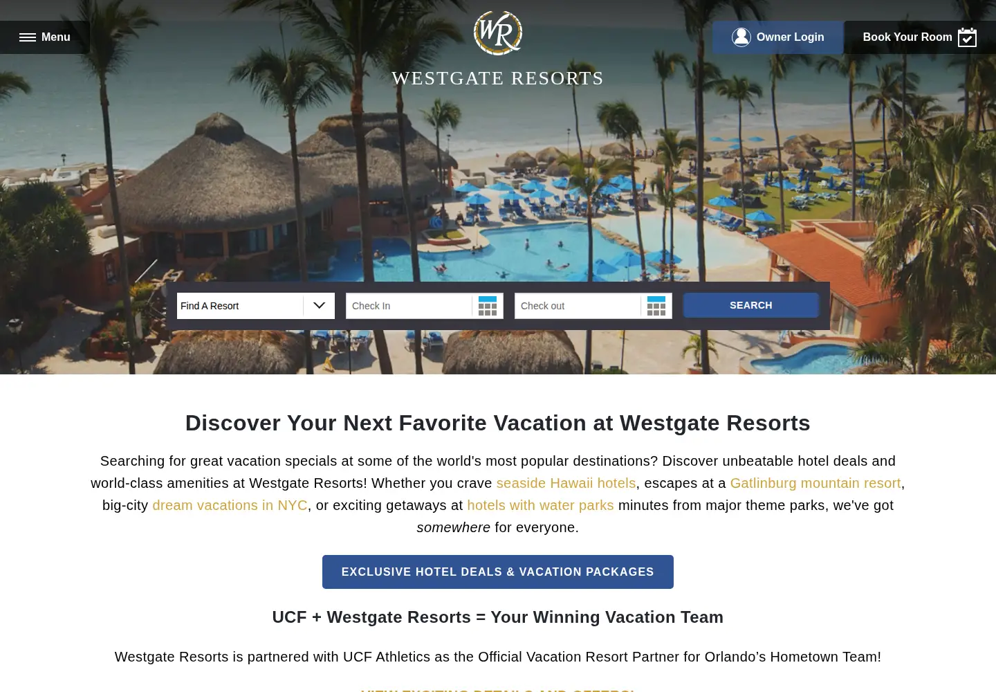 Screenshot of westgateresorts.com