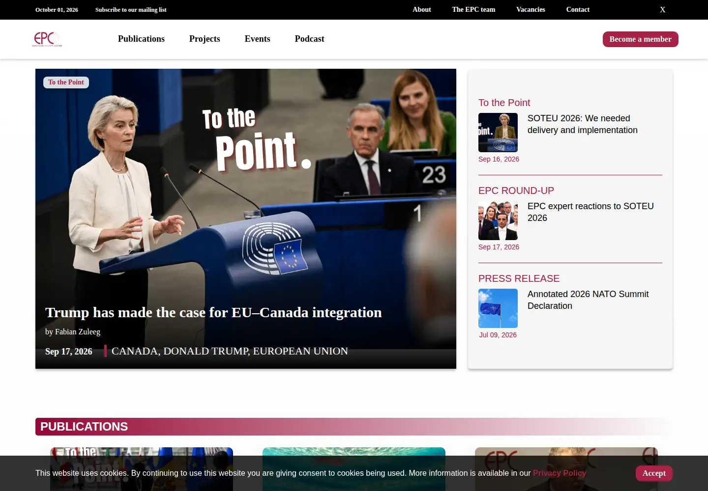 Screenshot of epc.eu