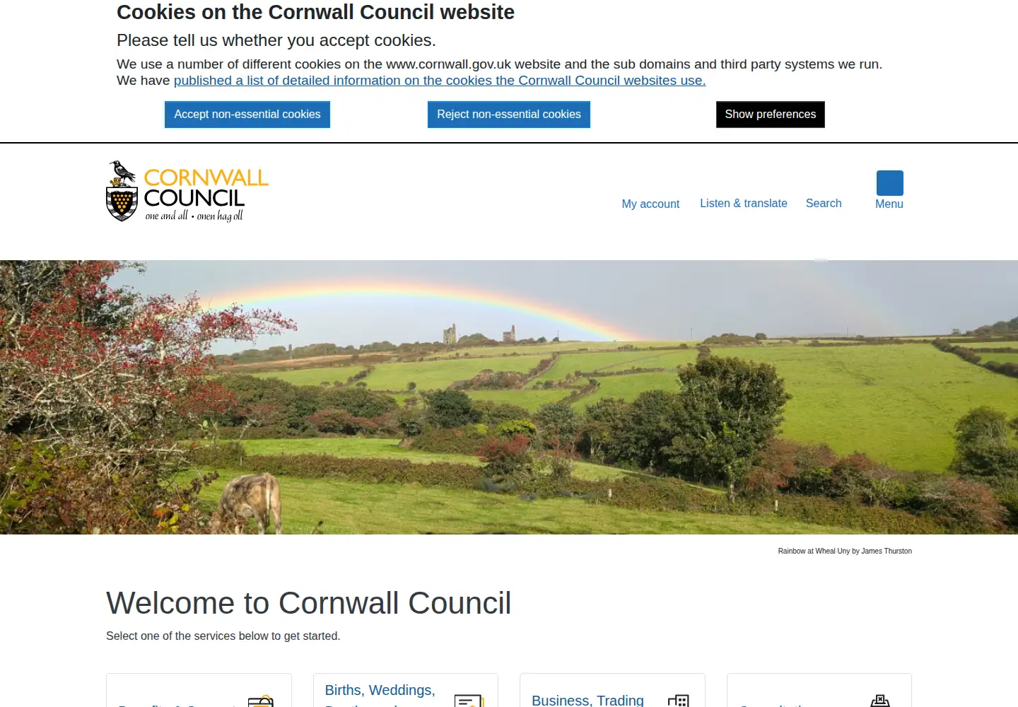 Screenshot of cornwall.gov.uk