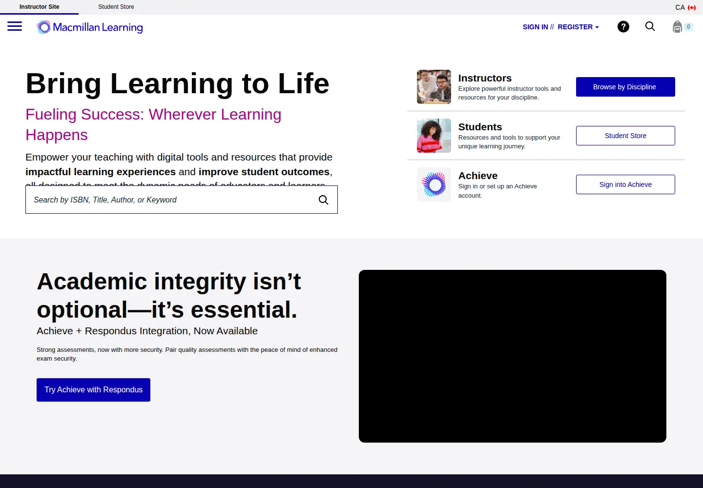 Screenshot of macmillanlearning.com