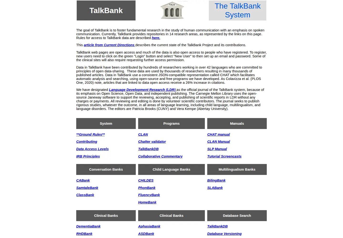 Screenshot of talkbank.org