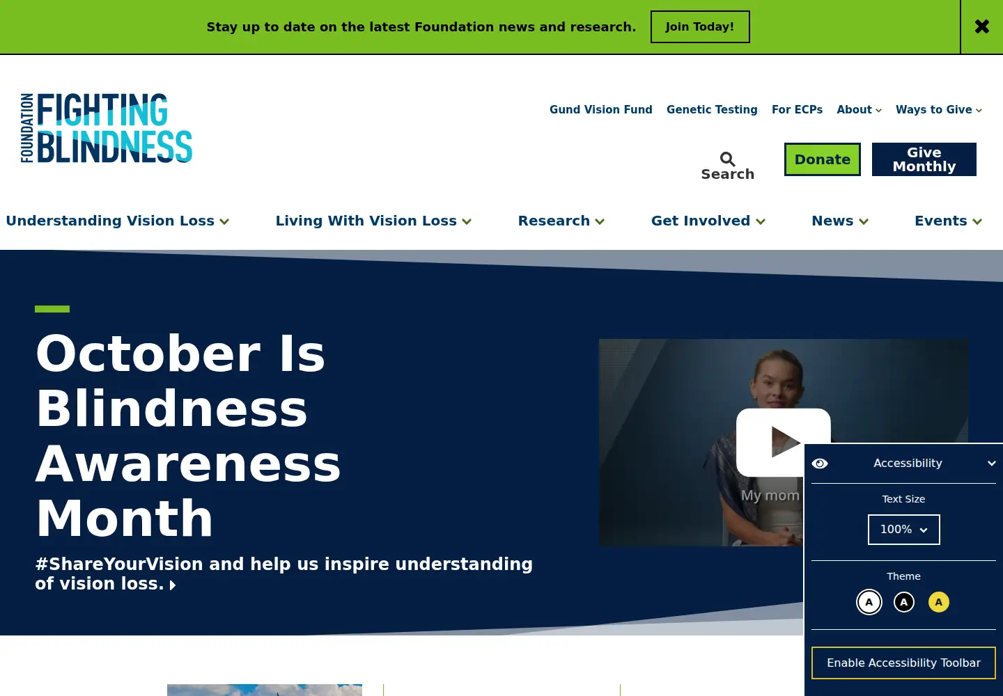 Screenshot of fightingblindness.org