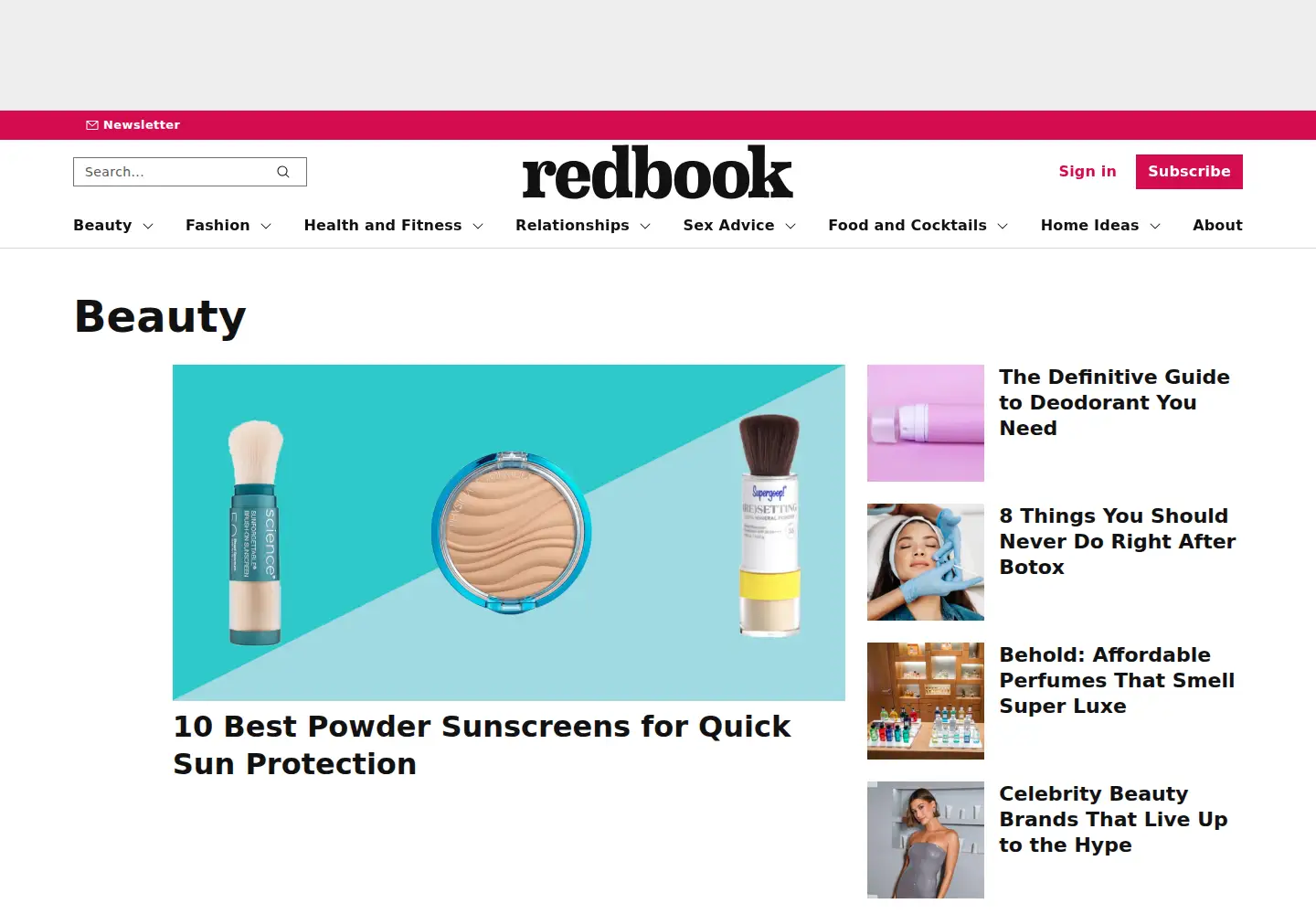 Screenshot of redbookmag.com