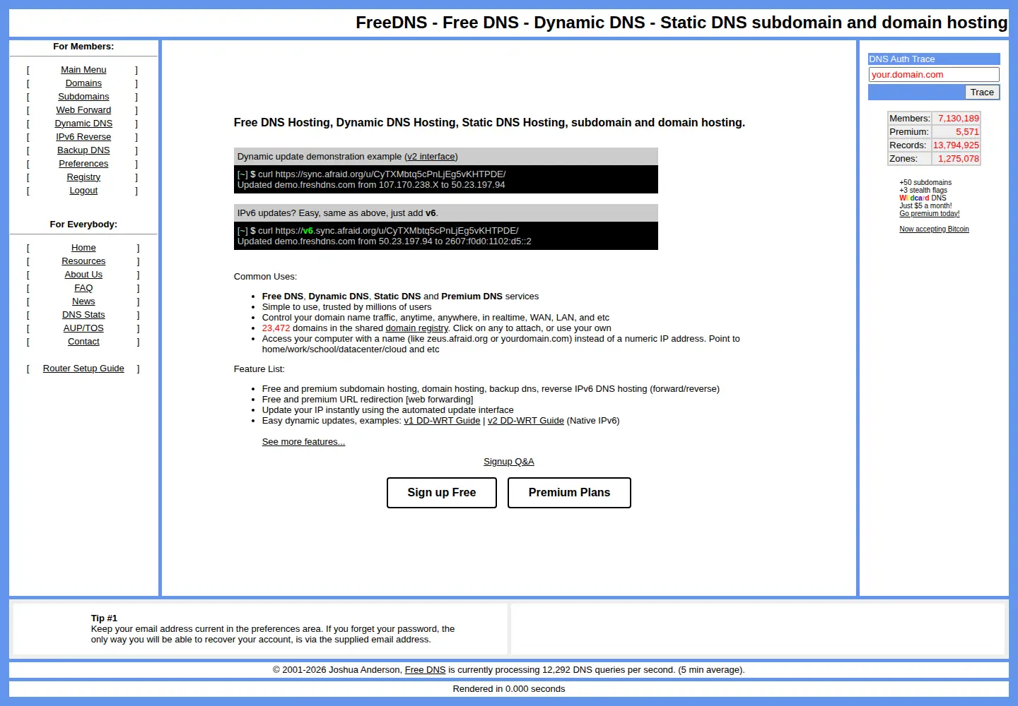 Screenshot of afraid.org