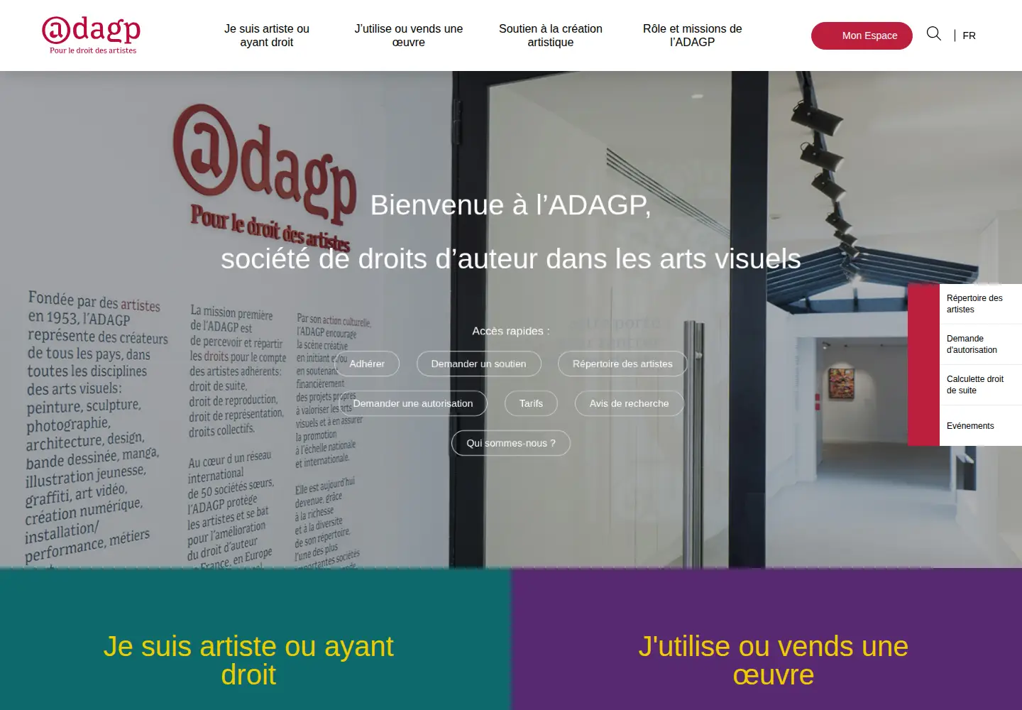 Screenshot of adagp.fr