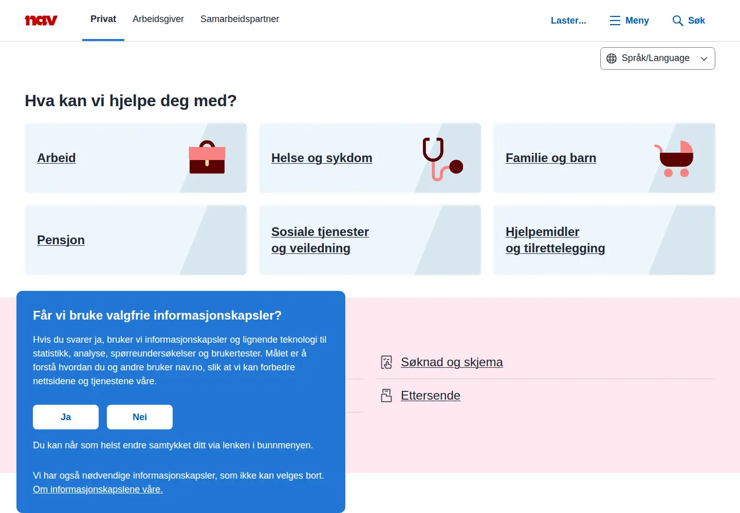 Screenshot of nav.no