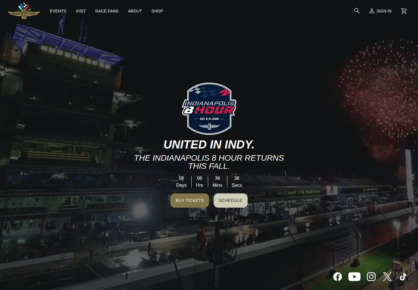 Screenshot of indianapolismotorspeedway.com