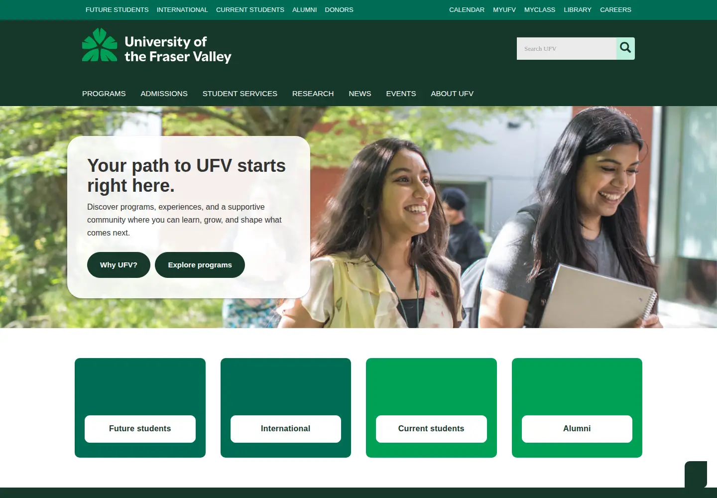 Screenshot of ufv.ca