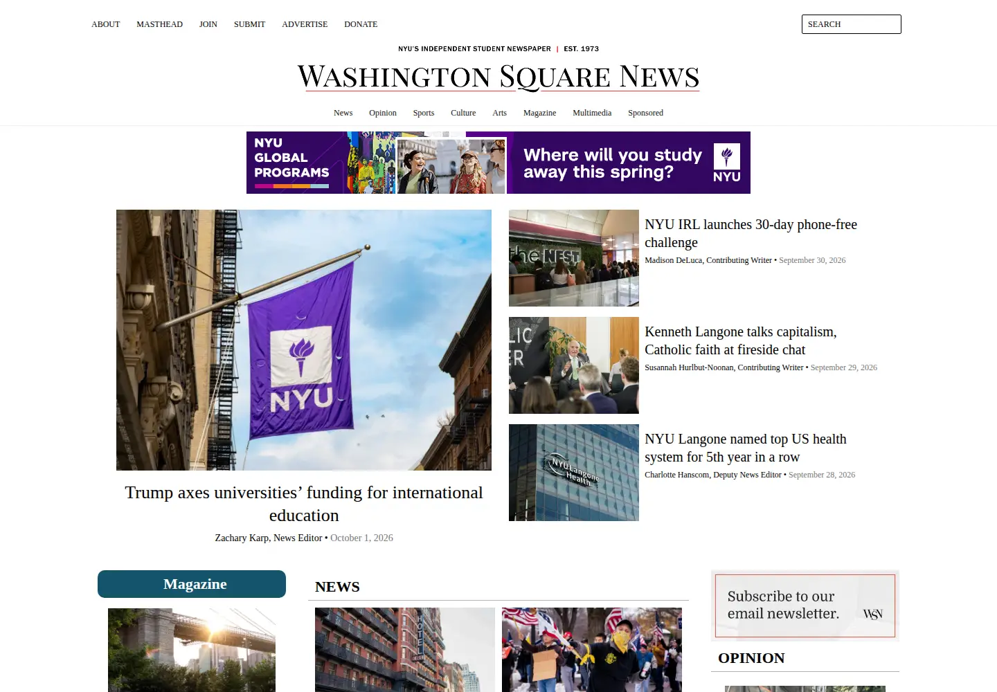 Screenshot of nyunews.com