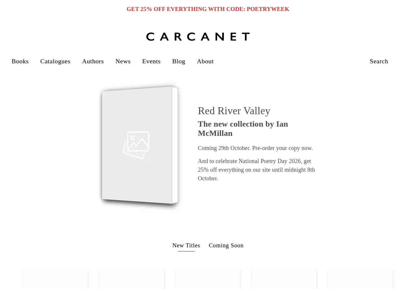 Screenshot of carcanet.co.uk