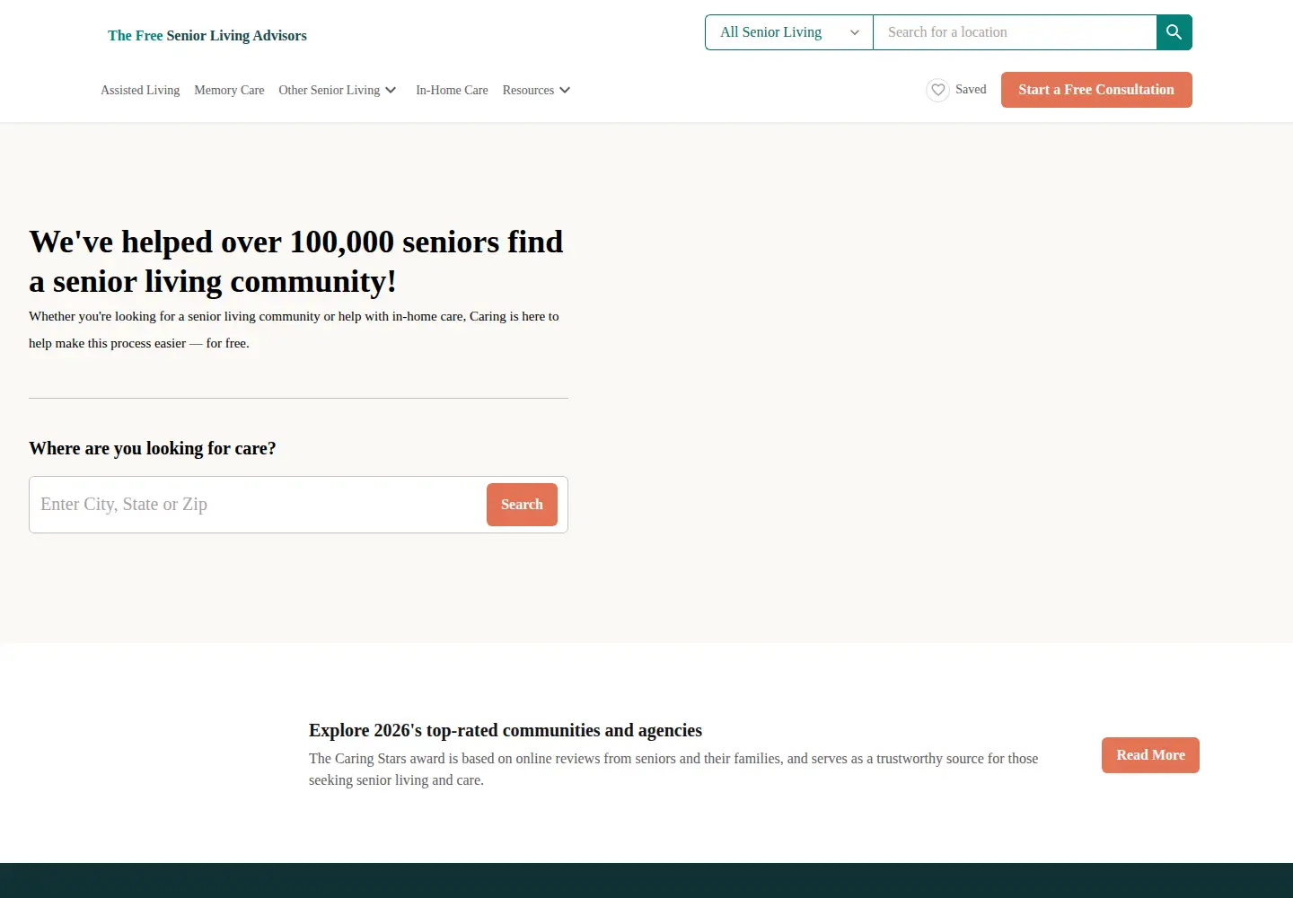 Screenshot of caring.com