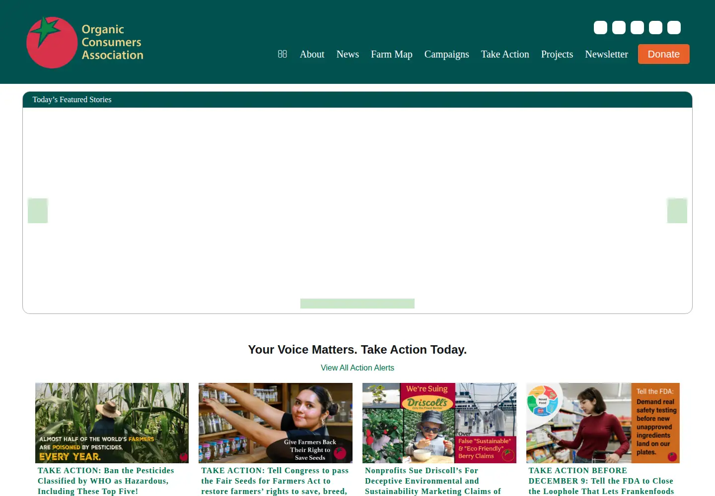 Screenshot of organicconsumers.org